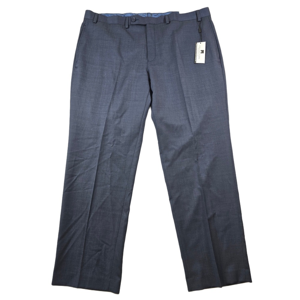 Collection Michael Strahan Dress Pants Mens 40x30 Navy Wool Blend Flat Front NEW